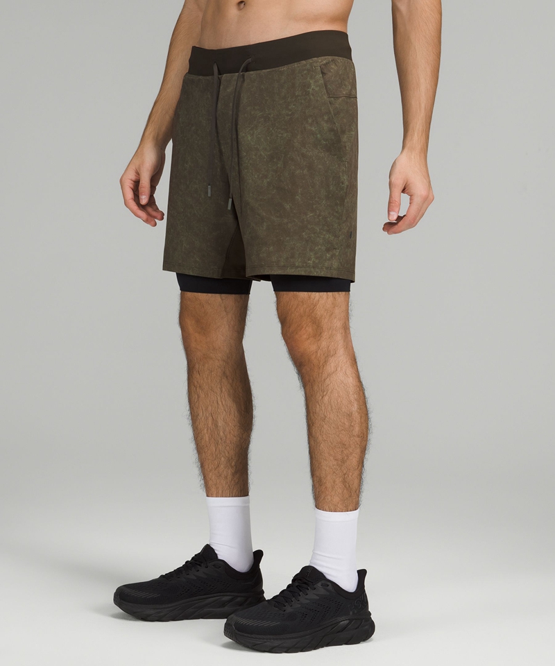 Lululemon Shorts Herre Mørke Olivengrønne | 78692-WTPK