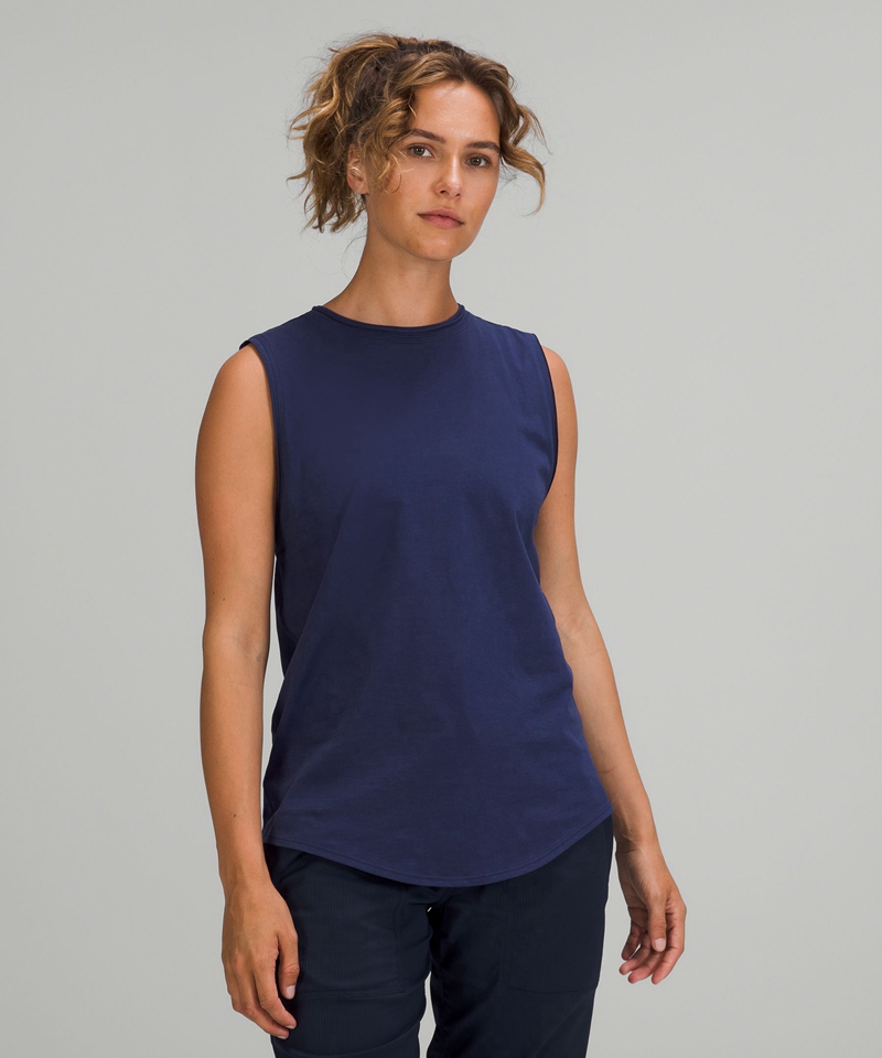 Lululemon Topper Dame Marineblå | 05461-MENR